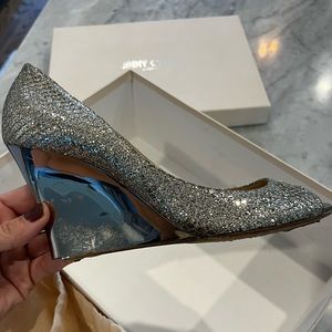 Jimmy Choo glitter wedge heels